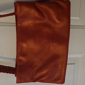 Paolo Masi Elegant Red Leather Shoulder Bag With Braided Strap